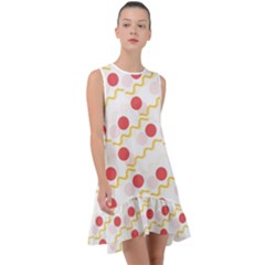 Line Patter Dots Dot Lines Decorative Frill Swing Dress by Wegoenart