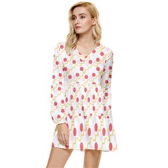 Line Patter Dots Dot Lines Decorative Tiered Long Sleeve Mini Dress by Wegoenart