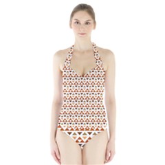 Illustration Geometric Tribal Pattern Design Halter Swimsuit by Wegoenart