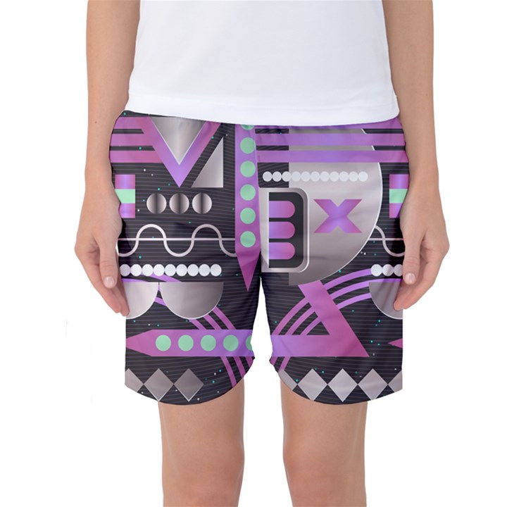 Illustration Background Abstract Geometric Women s Basketball Shorts