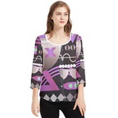 Illustration Background Abstract Geometric Chiffon Quarter Sleeve Blouse by Wegoenart