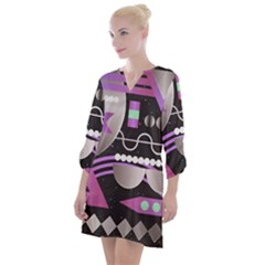 Illustration Background Abstract Geometric Open Neck Shift Dress