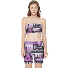 Illustration Background Abstract Geometric Stretch Shorts And Tube Top Set by Wegoenart