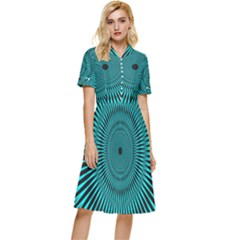 Illusion Geometric Background Button Top Knee Length Dress by Wegoenart