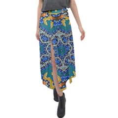 Illustration Art Pattern Design Wallpaper Velour Split Maxi Skirt by Wegoenart