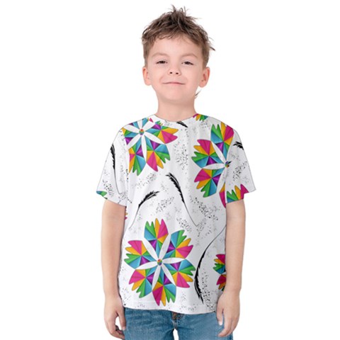 Illustration Colorful Flowers Floral Pattern Kids  Cotton Tee by Wegoenart