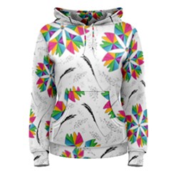 Illustration Colorful Flowers Floral Pattern Women s Pullover Hoodie by Wegoenart