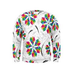 Illustration Colorful Flowers Floral Pattern Kids  Sweatshirt by Wegoenart