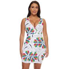 Illustration Colorful Flowers Floral Pattern Draped Bodycon Dress by Wegoenart