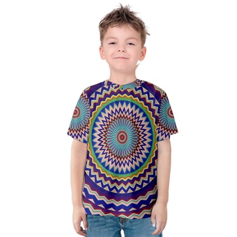 Illustration Kaleidoscope Geometric Circles Kids  Cotton Tee by Wegoenart