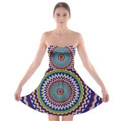 Illustration Kaleidoscope Geometric Circles Strapless Bra Top Dress by Wegoenart