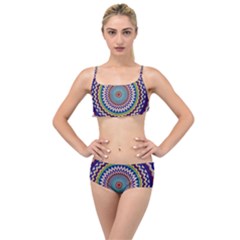 Illustration Kaleidoscope Geometric Circles Layered Top Bikini Set by Wegoenart