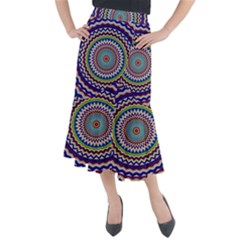 Illustration Kaleidoscope Geometric Circles Midi Mermaid Skirt by Wegoenart