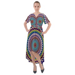 Illustration Kaleidoscope Geometric Circles Front Wrap High Low Dress by Wegoenart