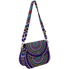 Illustration Kaleidoscope Geometric Circles Saddle Handbag by Wegoenart