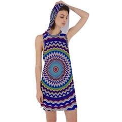 Illustration Kaleidoscope Geometric Circles Racer Back Hoodie Dress by Wegoenart