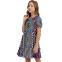 Illustration Kaleidoscope Geometric Circles Kids  Puff Sleeved Dress View3