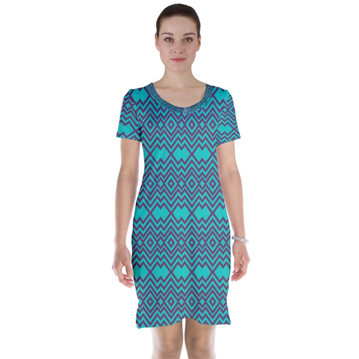 Chevron Zigzag Pattern Short Sleeve Nightdress