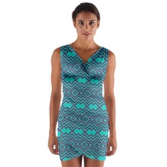 Chevron Zigzag Pattern Wrap Front Bodycon Dress by Wegoenart