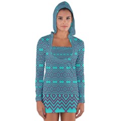 Chevron Zigzag Pattern Long Sleeve Hooded T-shirt by Wegoenart