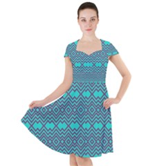 Chevron Zigzag Pattern Cap Sleeve Midi Dress by Wegoenart