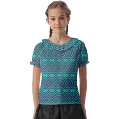 Chevron Zigzag Pattern Kids  Frill Chiffon Blouse by Wegoenart