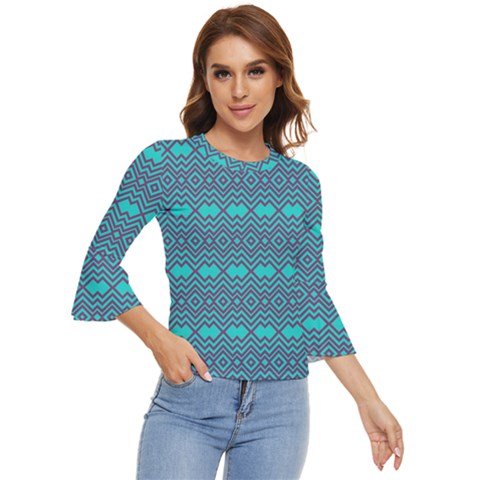 Chevron Zigzag Pattern Bell Sleeve Top by Wegoenart