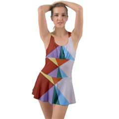 Colorful Paper Art Materials Ruffle Top Dress Swimsuit by Wegoenart