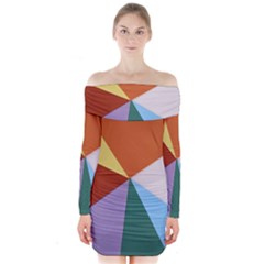 Colorful Paper Art Materials Long Sleeve Off Shoulder Dress by Wegoenart