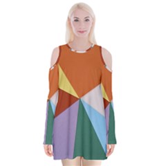 Colorful Paper Art Materials Velvet Long Sleeve Shoulder Cutout Dress by Wegoenart