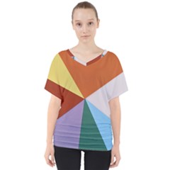 Colorful Paper Art Materials V-neck Dolman Drape Top by Wegoenart