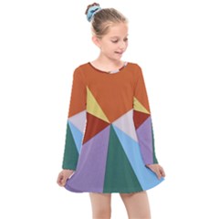 Colorful Paper Art Materials Kids  Long Sleeve Dress by Wegoenart