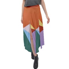 Colorful Paper Art Materials Velour Split Maxi Skirt by Wegoenart