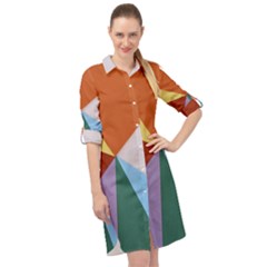 Colorful Paper Art Materials Long Sleeve Mini Shirt Dress by Wegoenart