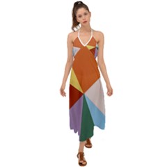 Colorful Paper Art Materials Halter Tie Back Dress  by Wegoenart