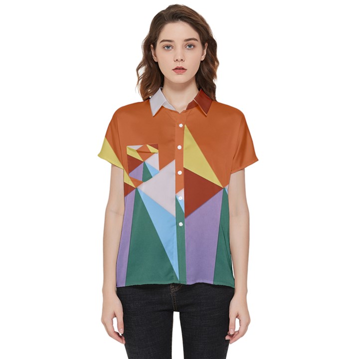 Colorful Paper Art Materials Short Sleeve Pocket Shirt