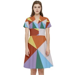 Colorful Paper Art Materials Short Sleeve Waist Detail Dress by Wegoenart