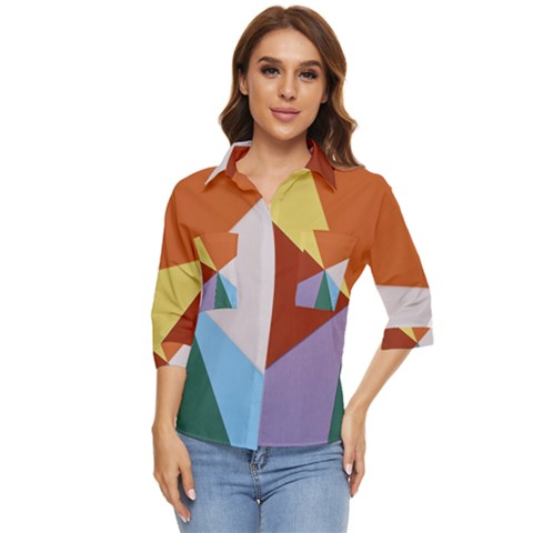 Colorful Paper Art Materials Women s Quarter Sleeve Pocket Shirt by Wegoenart