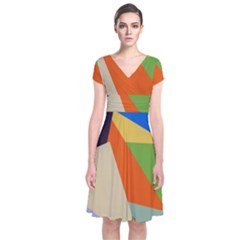 Illustration Colored Paper Abstract Background Short Sleeve Front Wrap Dress by Wegoenart