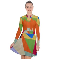 Illustration Colored Paper Abstract Background Long Sleeve Panel Dress by Wegoenart