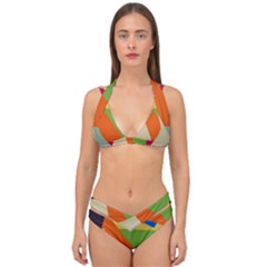 Illustration Colored Paper Abstract Background Double Strap Halter Bikini Set by Wegoenart