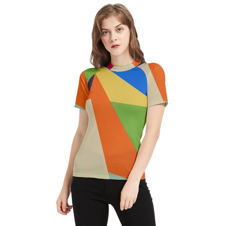 Illustration Colored Paper Abstract Background Women s Short Sleeve Rash Guard