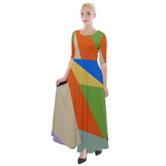 Illustration Colored Paper Abstract Background Half Sleeves Maxi Dress by Wegoenart