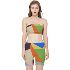 Illustration Colored Paper Abstract Background Stretch Shorts And Tube Top Set by Wegoenart