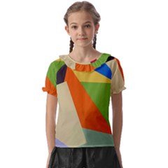 Illustration Colored Paper Abstract Background Kids  Frill Chiffon Blouse by Wegoenart