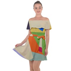 Illustration Colored Paper Abstract Background Off Shoulder Velour Dress by Wegoenart