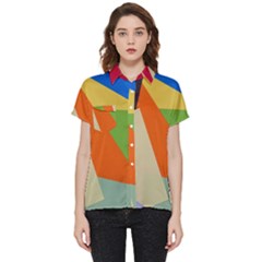 Illustration Colored Paper Abstract Background Short Sleeve Pocket Shirt by Wegoenart