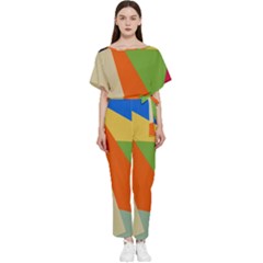 Illustration Colored Paper Abstract Background Batwing Lightweight Chiffon Jumpsuit by Wegoenart