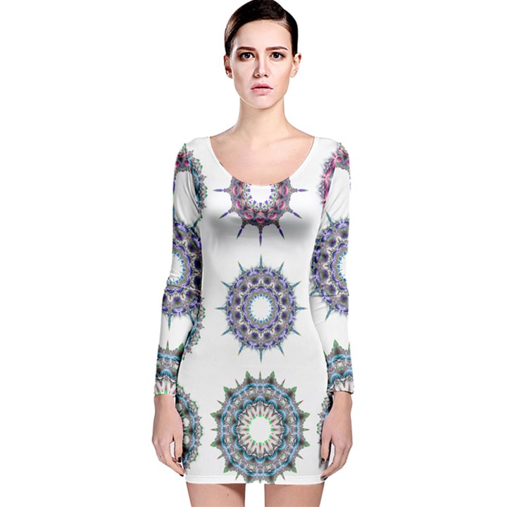 Illustration Pattern Geometric Art Dividers Digital Art Long Sleeve Velvet Bodycon Dress