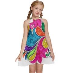 Im Fourth Dimension Colour 30 Kids  Halter Collar Waist Tie Chiffon Dress by imanmulyana